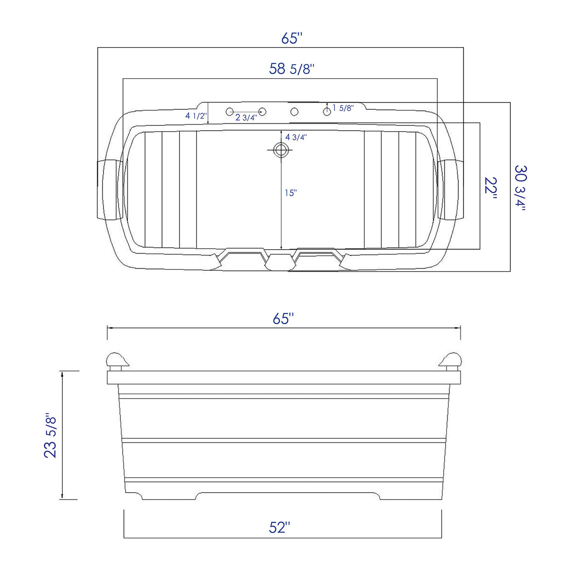 ALFI - 65&quot; 2 Person Cedar Wood Freestanding Bathtub w/ Fixture &amp; Headrest - AB1130