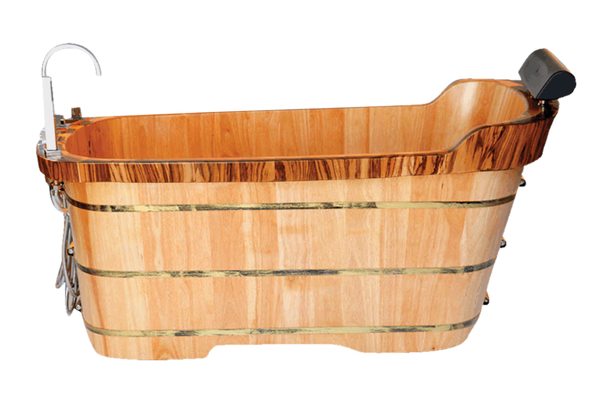 ALFI - 59&quot; Wood Freestanding Bathtub w/ Tub Filler - AB1148