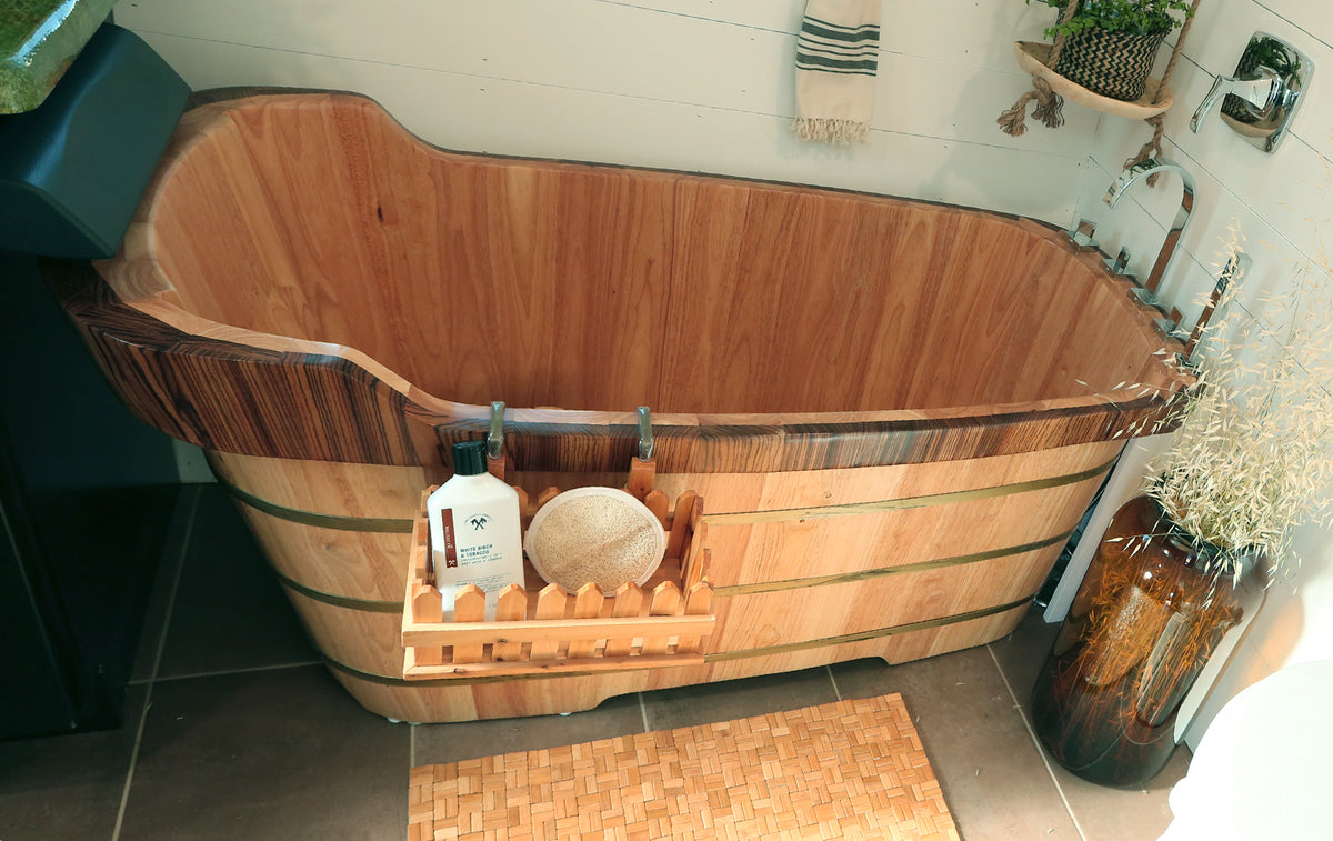 ALFI - 59&quot; Wood Freestanding Bathtub w/ Tub Filler - AB1148