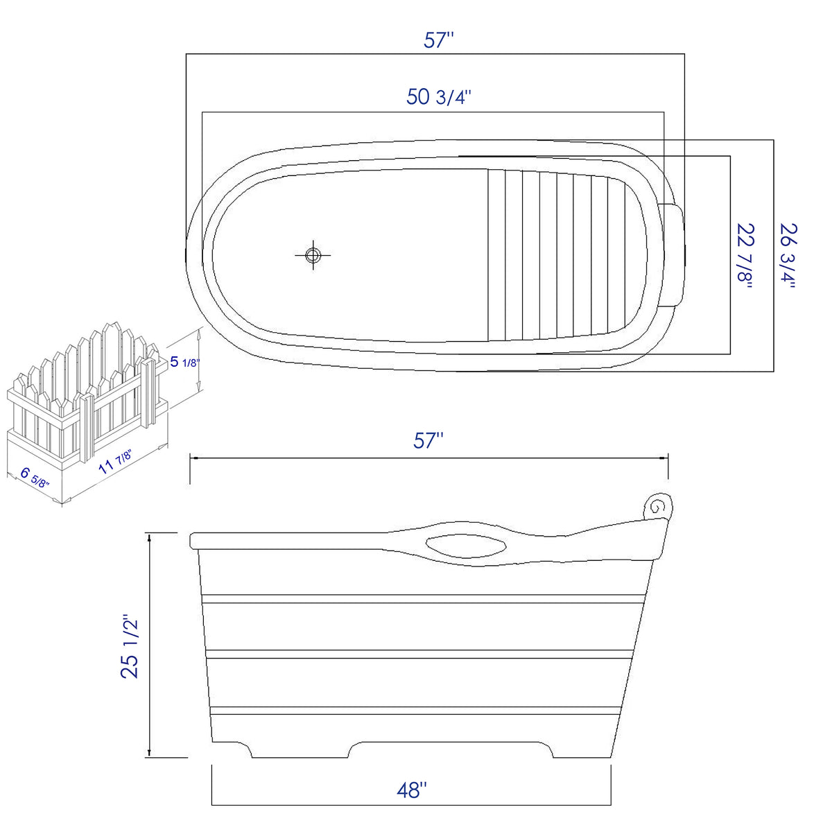 ALFI - 57&quot; Wood Freestanding Bathtub - AB1187