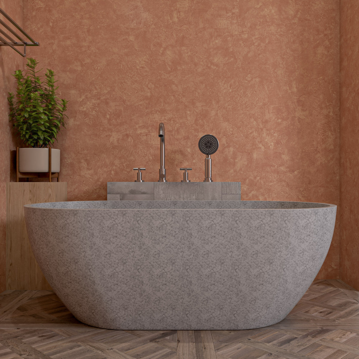 ALFI - 59&quot; Solid Concrete Oval Freestanding Bathtub - ABCO59TUB