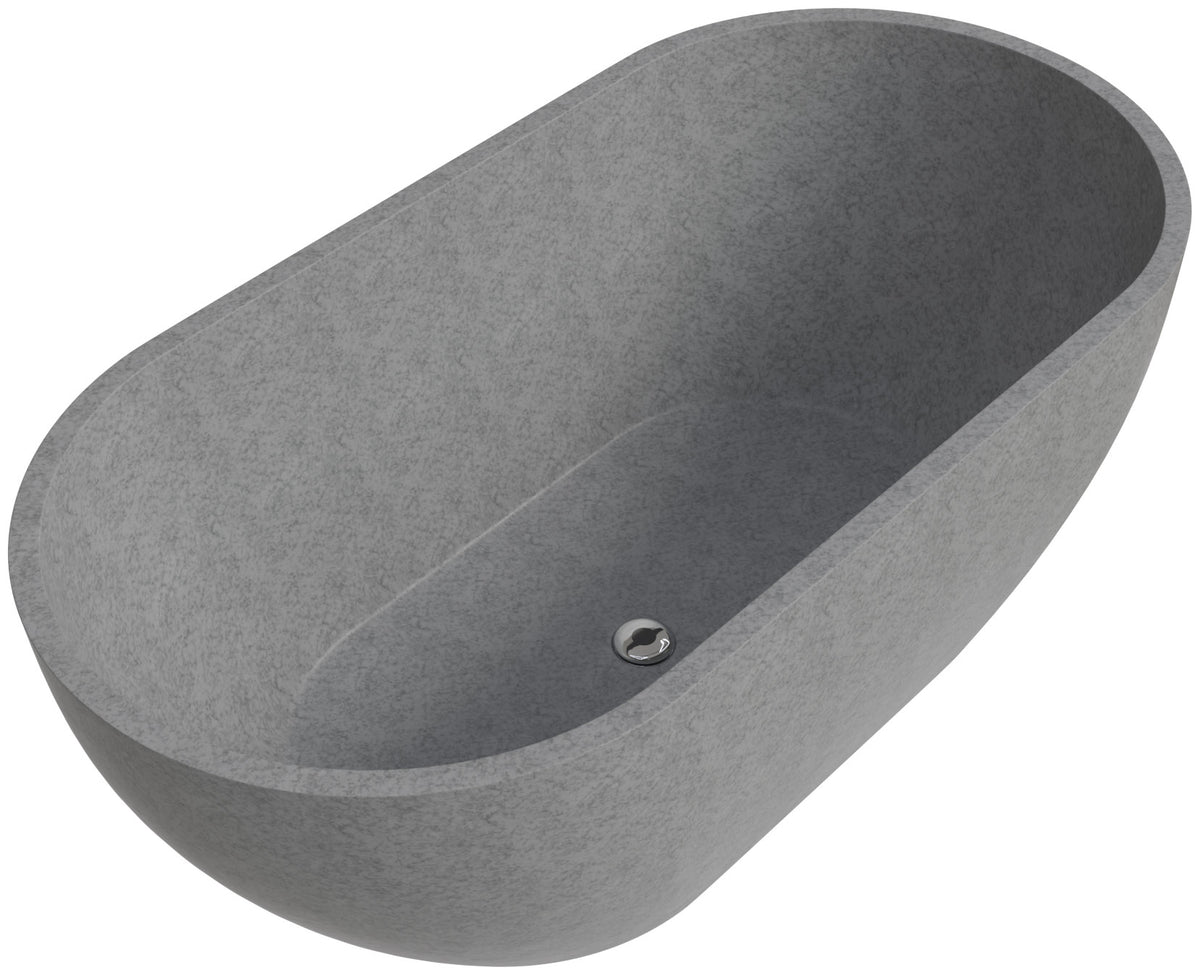 ALFI - 59&quot; Solid Concrete Oval Freestanding Bathtub - ABCO59TUB