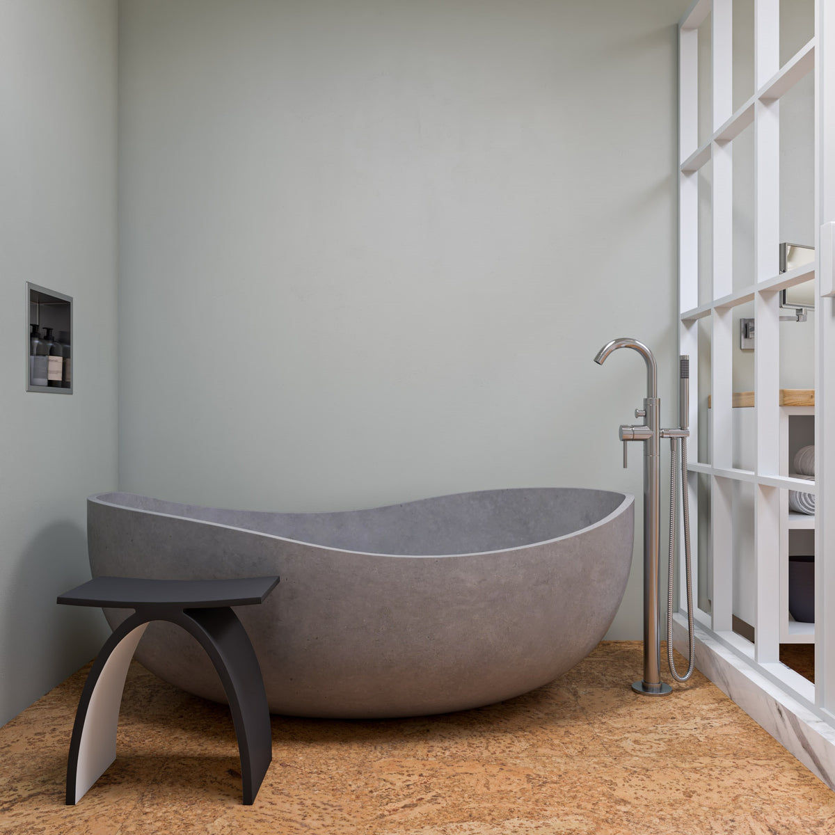 ALFI - 63&quot; Solid Concrete Oval Freestanding Bathtub - ABCO63TUB