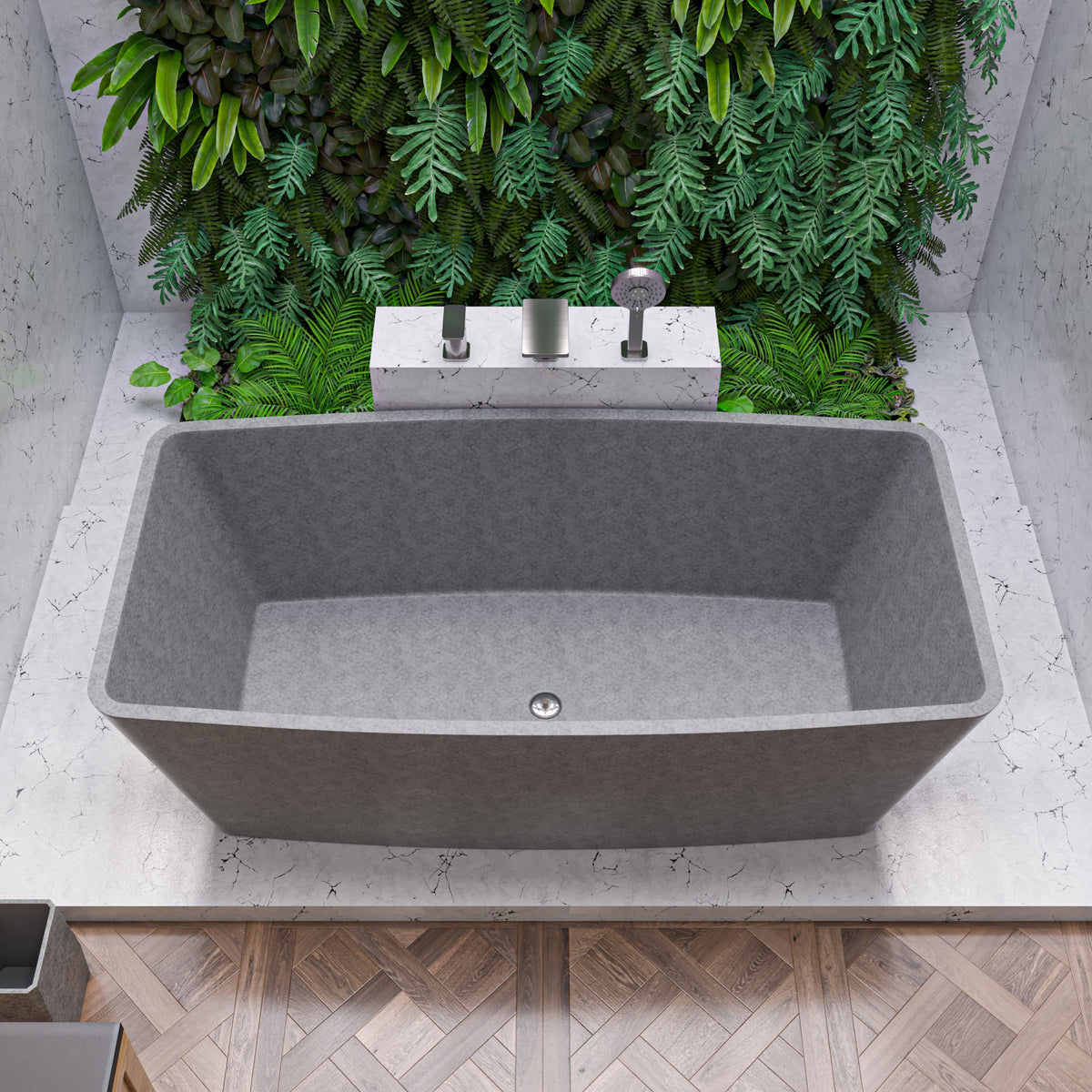 ALFI - Solid Concrete Rectangular Freestanding Bathtub - ABCO71TUB 71&quot;