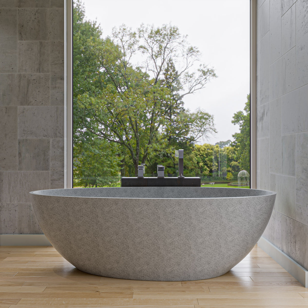 ALFI - 72&quot; Solid Concrete Tear Drop Freestanding Bathtub - ABCO72TUB