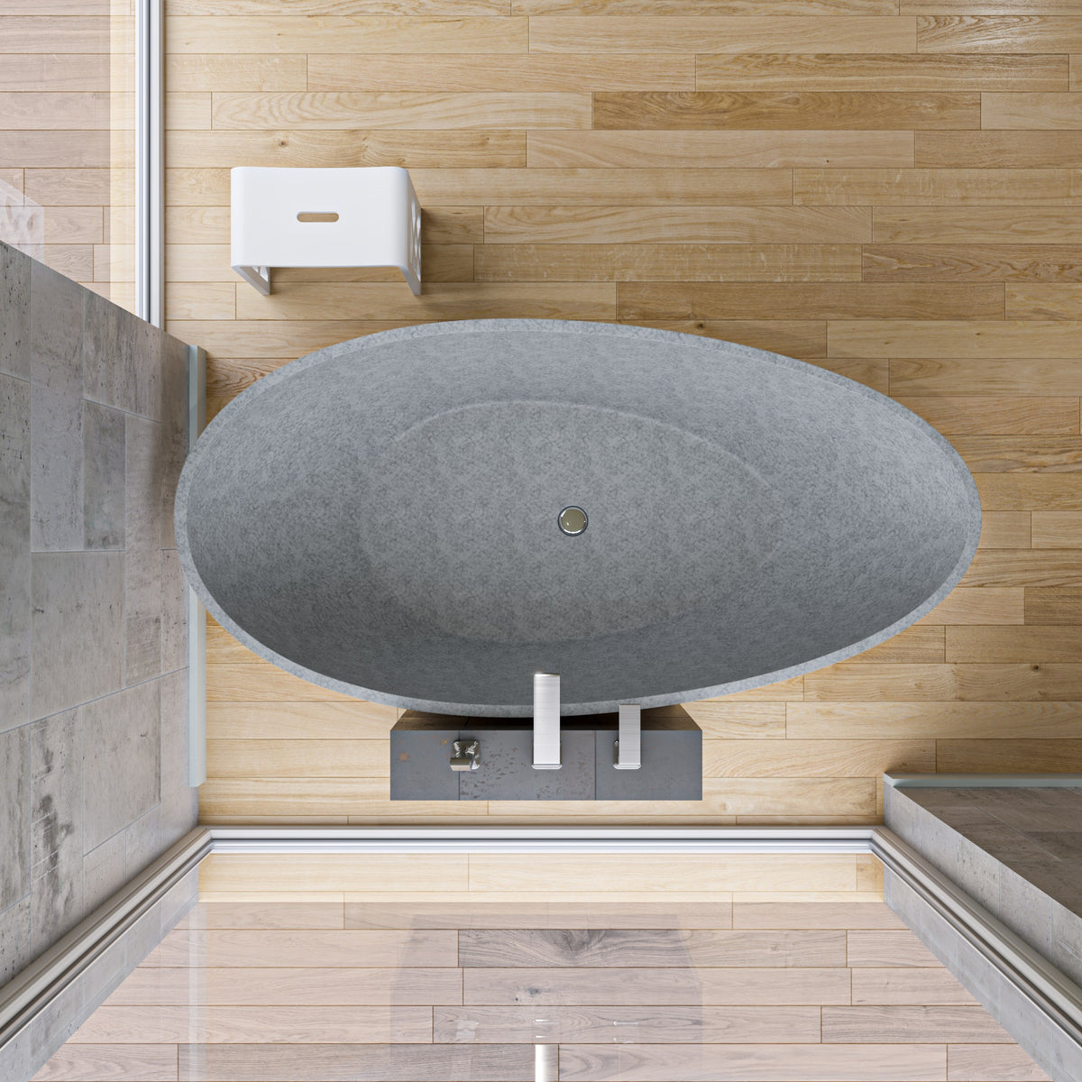 ALFI - 72&quot; Solid Concrete Tear Drop Freestanding Bathtub - ABCO72TUB