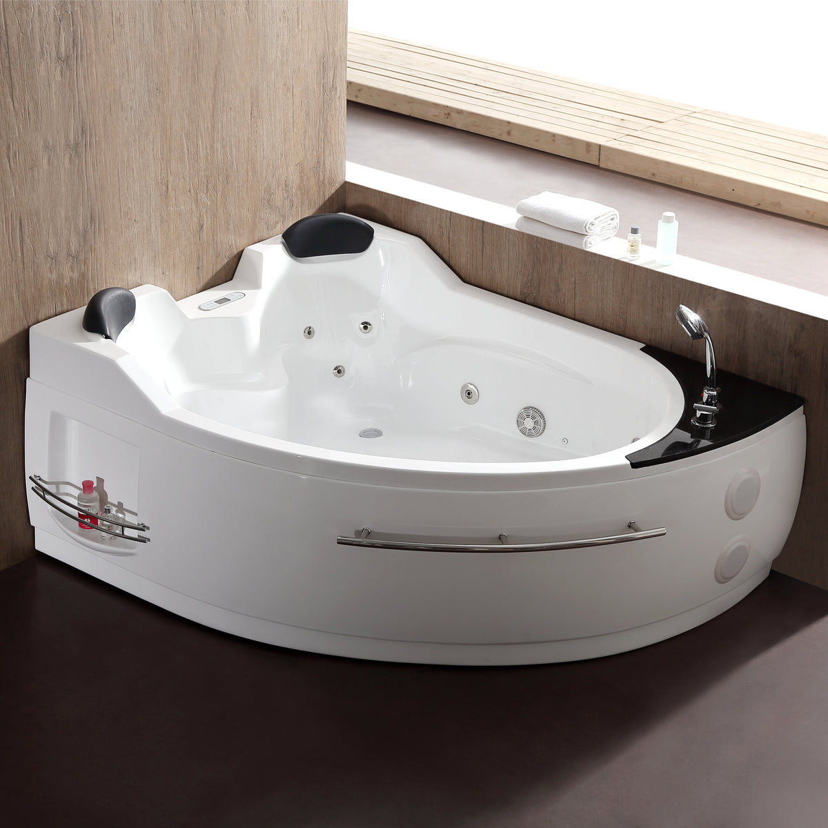 EAGO - 5.5 ft Right/Left Drain Corner Acrylic Whirlpool Bathtub for Two- AM113ETL