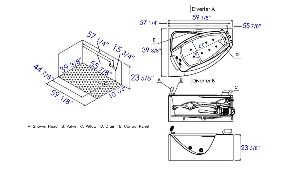 EAGO - 5 ft Clear Rounded Right/Left Corner Acrylic Whirlpool Bathtub- AM198ETL