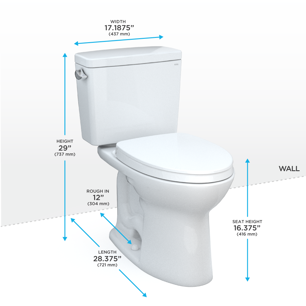 TOTO® Drake® Two-Piece Elongated 1.6 GPF TORNADO FLUSH® Toilet with CEFIONTECT® and SoftClose® Seat, WASHLET®+ Ready, Cotton White - MS776124CSG#01