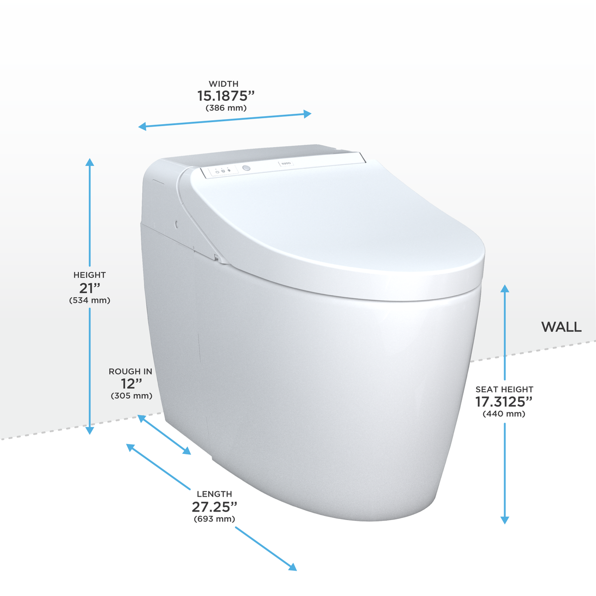 TOTO® WASHLET® G450 1.0 or 0.8 GPF Smart Toilet with Integrated Bidet Seat and CEFIONTECT®, Cotton White - MS922CUMFG#01